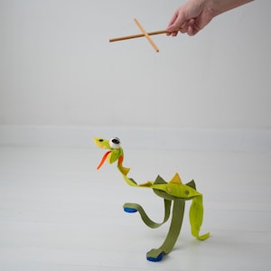 DIY Dinosaur Dino Marionette - Puppet on strings - Sewing PATTERN pdf -How to Make your own marionette  , felt puppet