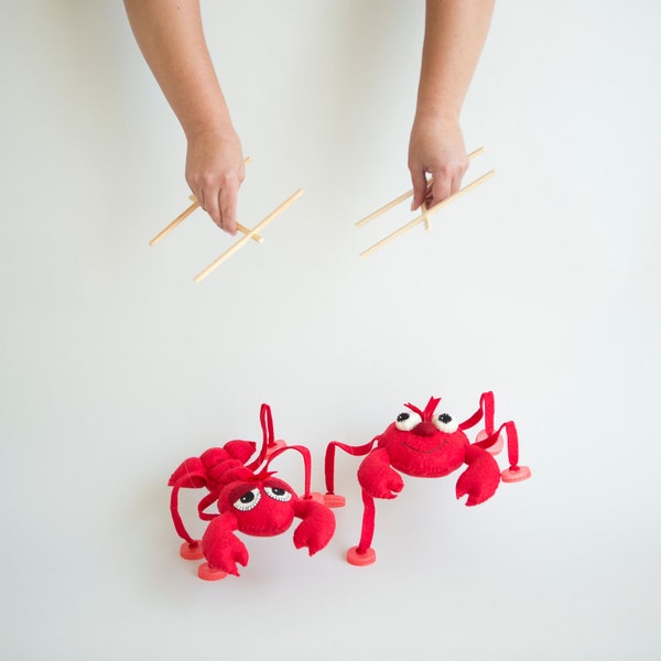 Bricolage homard et marionnette de crabe de mer - marionnettes sur cordes - patron de couture pdf -comment faire vos propres marionnettes de créatures marines, marionnette en feutre