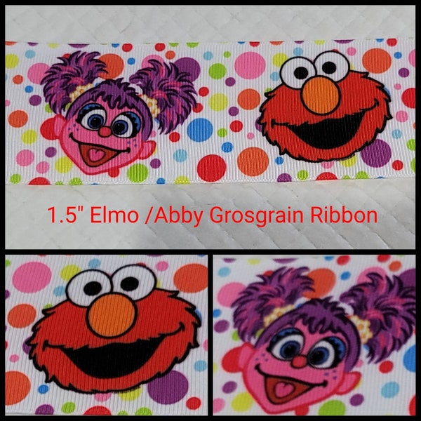 1.5" Elmo Abby Grosgrain Ribbon Sold By 1 or 5 Yard Increments 3 Colors Available