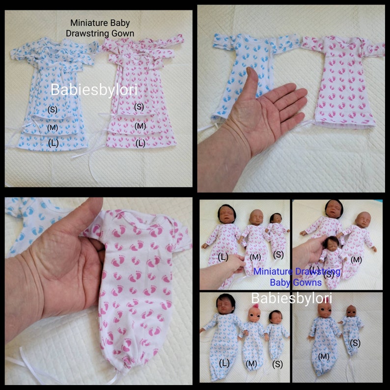 Miniature Baby Drawstring Gowns Several Colors and Sizes Etsy
