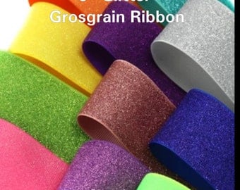 Glitter 3" Grosgrain Ribbon By The Yard Several Color Options