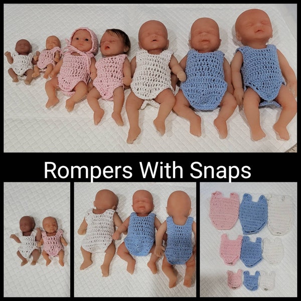 Miniature Crochet Rompers With Snaps Several Options & Sizes Sold Separately Dolls Not Included