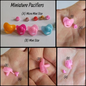 New Miniature Pacifiers Two Sizes Available. Sold Seperatly Doll Not Included