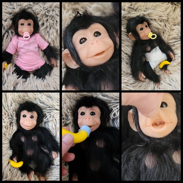 Full Silicone 8" Baby Chimpanzee Girl Kiki Or Boy Kilo Sold Seperatly