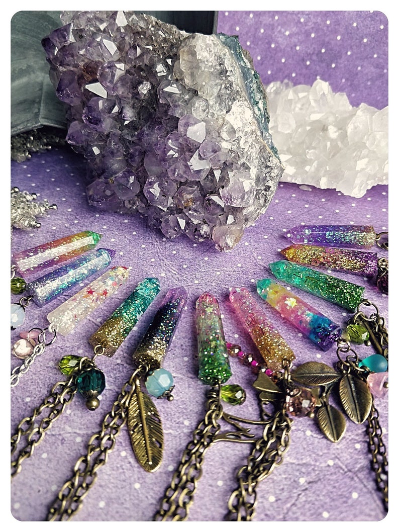 Glitter resin crystal necklace image 2