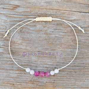 Joyful + Loving Energy | Stress Relief + Emotional Healing String Bracelet | Pink Tourmaline + Rose Quartz | Heart Chakra Balancing | Stack