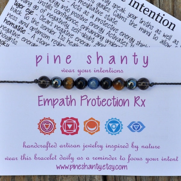 Empath Protection | Kyanite + Black Tourmaline + Tiger Eye + Hematite + Smoky Quartz | Energy Protection Bracelet |