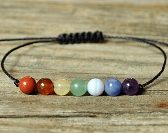 7 Chakra Bracelet, Yoga Bracelet, Meditation Bracelet, Crystal Bracelet, Intent Bracelet, Energy Bracelet, Rainbow Bracelet