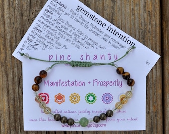 Money Maker, Aventurine, Pyrite, Citrine, Tiger Eye, Meditation Bracelet, Yoga Bracelet, Manifestation, Abundance, Prosperity, Adjustable
