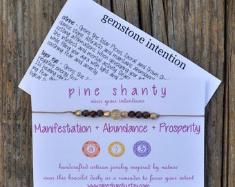 Manifestation + Abundance + Prosperity | Citrine + Tiger Eye | Solar Plexus + Sacral Chakra | Clear Thinking + Creativity | String Bracelet