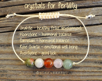 Fertility Crystals | Pregnancy Bracelet | Unakite + Moonstone + Carnelian + Rose Quartz + Aventurine | Childbirth + Postpartum | Delivery