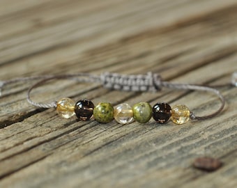 Emotional Grounding, Citrine Bracelet, Unakite, Smoky Quartz, Chakra Bracelet, Yoga Bracelet, Meditation Bracelet, Grounding Bracelet