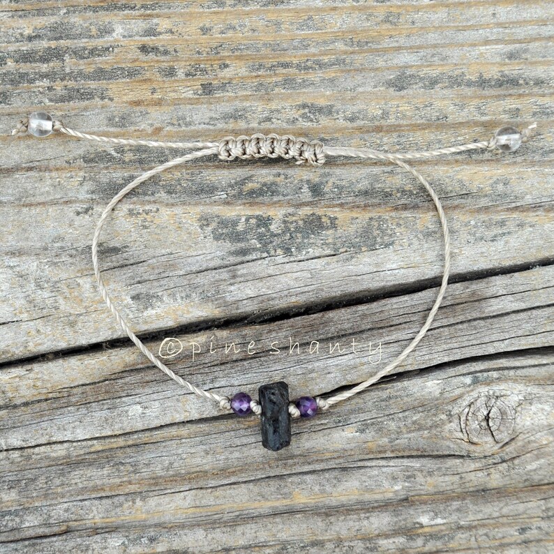 Grounding Bracelet Raw Black Tourmaline Base Chakra String Etsy