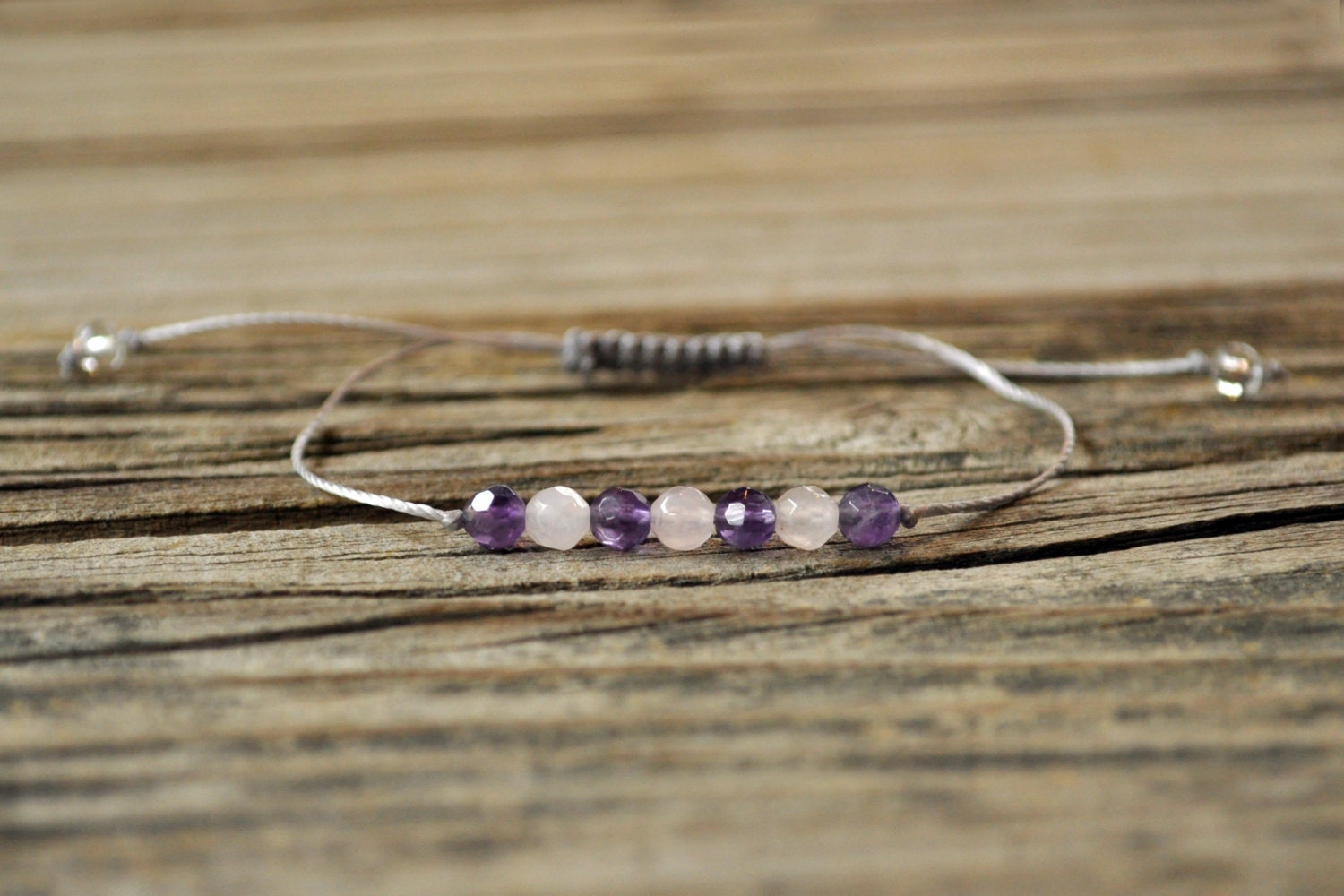 Rose Quartz, Amethyst, Gemstone Therapy, Yoga Bracelet, Meditation Br…