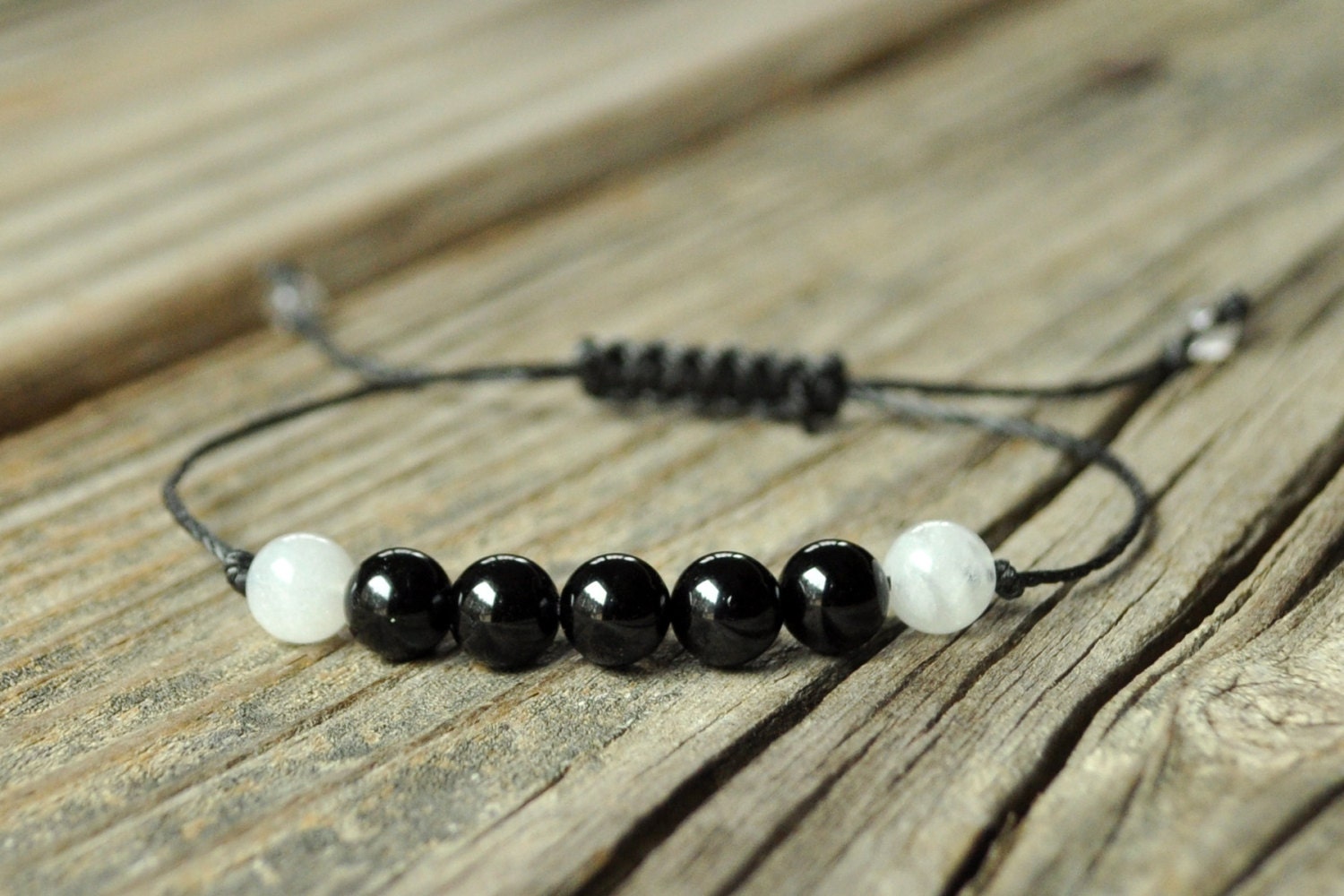 Black Tourmaline Bracelet, Moonstone Bracelet, Protection Bracelet, G…
