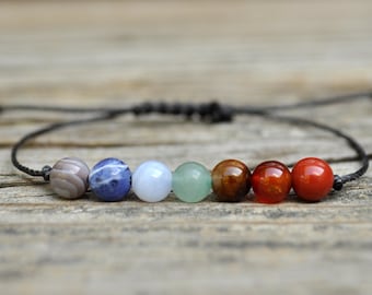 7 Chakra Bracelet, Rainbow Bracelet, String Bracelet, String Bracelet, Adjustable Beaded Bracelet