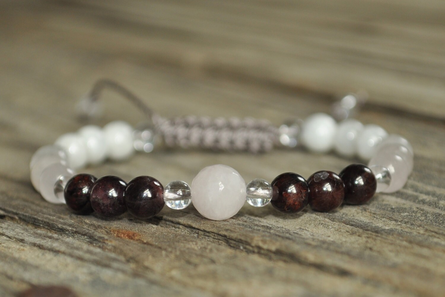 Rose Quartz, Moonstone, Garnet, Healing Bracelet, Crystal Healing, Me…