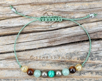 Money Maker Energy Bracelet | Malachite + Pyrite + Aventurine + Tiger Eye + Citrine | Manifestation + Abundance + Prosperity String Bracelet