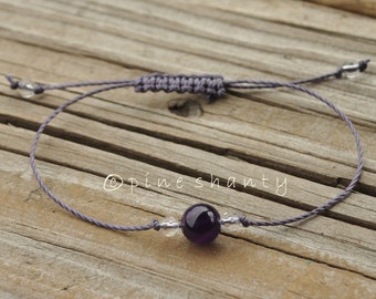 Balance and Protection, Amethyst Healing Energy Bracelet, Chakra Balancing Adjustable String Bracelet