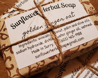 Golden Ginger Oat Bar Soap with Essential Oils
