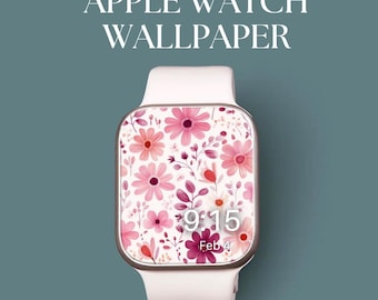 Red Floral Apple Watch Face , Cute Watch Background, Womens Smart Watch Wallpaper, Floral smartwatch Background, Spring Pink Watch Face