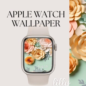 Mostrador de Apple Watch, fundo floral para smartwatch, papel de parede feminino para Apple Watch, mostrador de relógio inteligente com flores 3D para download instantâneo