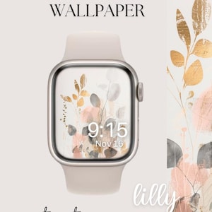 Quadrante Apple Watch floreale estetico, sfondo rosa glamour per orologio, sfondo per Apple Watch da donna, download immediato del quadrante Apple Watch floreale