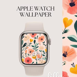 Quadrante Apple Watch Preppy Spring, Sfondo per orologio, Sfondo per Apple Watch da donna, Sfondo floreale per orologio, Quadrante colorato per l'estate