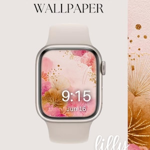 Aesthetic Apple Watch Face, Watch Background, Womens Apple Watch Wallpaper, Pretty Apple Watch Face Instant Download Pink Gold Foil Design