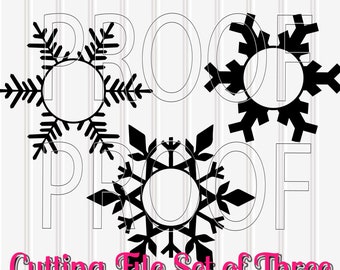 Snowflake SVG Cut File Set of 3 with PNG and JPG. Snow svg winter svg winter monogram snow monogram snowflake T-shirt design winter T-shirt