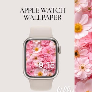 Quadrante Apple Watch floreale, sfondo per orologio, sfondo per Apple Watch da donna, download immediato del quadrante Apple Watch rosa per l'estate, fiori di margherita