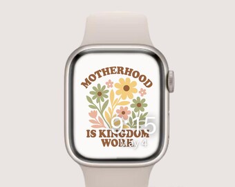 Christliches Apple-Uhr-Gesicht, Bibel-Vers-Uhr-Hintergrund, Damen Apple-Uhr-Tapete, Retro-Blumenmutter-Mutterschaft ist Königreich-Arbeitsdesign