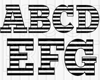 Ensemble de 26 fichiers SVG lettre--comprend A à Z majuscules ! Alphabet à rayures PNG SVG, rayures de l'alphabet, lettres svg à rayures, rayures de lettres png