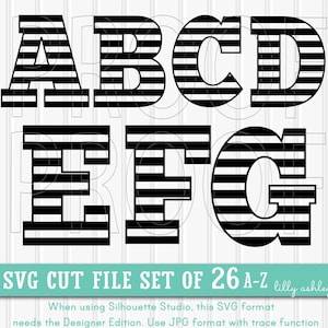 Letter SVG Files Set of 26--Includes A through Z Uppercase! SVG PNG Stripe Alphabet stripe letters svg striped letters png letter stripes