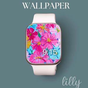 Apple Watch Face, Watch Background, Womens Apple Watch Wallpaper, Pretty Apple Watch Face Instant Download Pink Flowers Design, Smart Watch