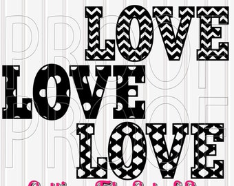 Love SVG Set of 3-Great Valentines Day design or diy wedding gift! Encouragement art inspirational svg marriage svg