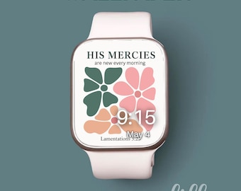 Christliche Apple-Uhr-Gesicht, Bibel-Vers-Uhr-Hintergrund, Frauen Apple-Uhr-Tapete, Retro-Blumen-Apple-Uhr-Gesicht-Sofort-Download