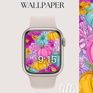 Fall Watch Face | Fall Apple Watch Background | Womens Apple Watch Wallpaper | Pumpkin Watch Face Download | Flowers Smart Watch Screen