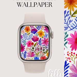 Apple Watch Face, Watch Background, Womens Apple Watch Wallpaper, Pretty Apple Watch Face Instant Download Pink Flowers Design, Smart Watch
