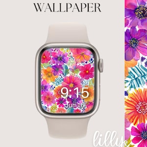 Apple Watch Face, Watch Background, Womens Apple Watch Wallpaper, Pretty Apple Watch Face Instant Download Pink Flowers Design, Smart Watch