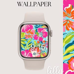 Apple Watch Face, Watch Background, Womens Apple Watch Wallpaper, Pretty Apple Watch Face Instant Download Pink Flower Smartwatch Wallpaper