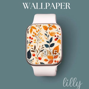 Fall Apple Watch Face, Watch Background, Womens Apple Watch Wallpaper, Pretty Autumn Leaves Apple Watch Face Instant Download for Fall