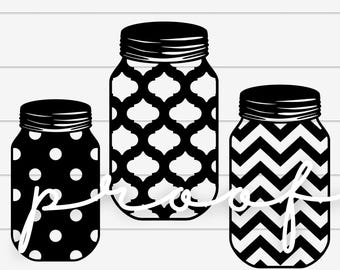 Cut File Set | Kitchen-Themed Mason Jar PNG Designs | Silhouette Cricut Files | Baking Theme Instant Download | Cooking SVG Files