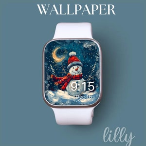 Weihnachten Apple Watch Gesicht, Schneemann Uhr Hintergrund, Apple Watch Wallpaper, Urlaub Apple Watch Sofort Download für den Winter