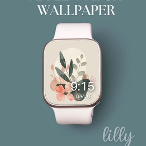 Aesthetic Floral Apple Watch Face, Boho Neutral Watch Background, Womens Apple Watch Wallpaper, Floral Apple Watch Face Instant Download