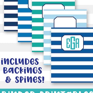 Binder Cover Printables Set of 5 covers--also includes spines in 4 sizes and backings JPG format-no editable text- stripe background digital
