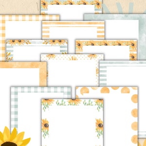May include: A set of 10 printable 8.5x11 inch papers with sunflower and gingham patterns. The papers are perfect for scrapbooking, card making, or other crafting projects.  www.etsy.com/shop/lillyashley