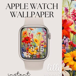 Quadrante Apple Watch Wildflower, Sfondo per orologio, Sfondo per Apple Watch da donna, Download immediato del grazioso quadrante Apple Watch per l'estate