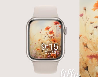 Wildflower Apple Watch Face, Spring Watch Background, Womens Apple Watch Wallpaper, Pretty Smartwatch Accessory Download for Summer