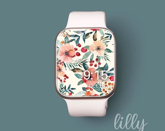 Floral Apple Watch Face , Flower Pattern Watch Background, Womens Apple Watch Wallpaper, Pretty Apple Watch Face Instant Download